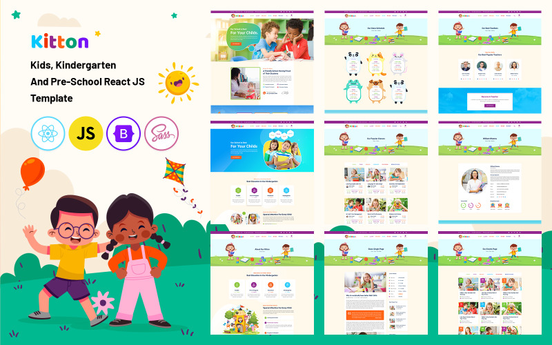 Kids, Kindergarten And Pre-School React Js Template Website Template