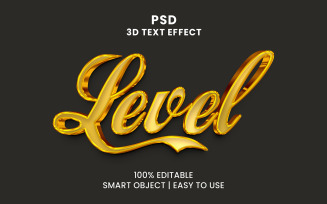 Level Gold 3D Style Text Effect Full Editable PSD