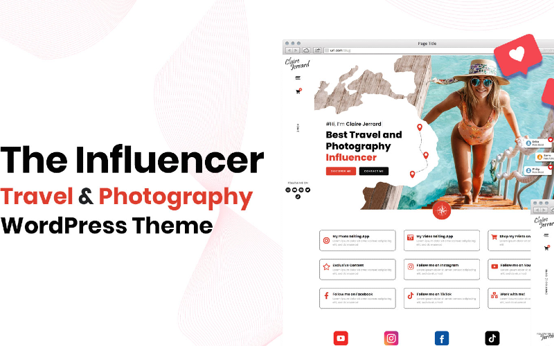 The Influencer - travel and photography wordpres and woocommerce elementor theme WordPress Theme