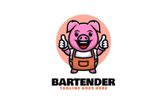 Bartender Mascot Cartoon Logo