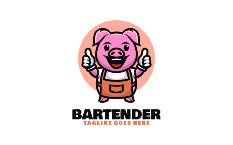 Bartender Mascot Cartoon Logo Logo Template