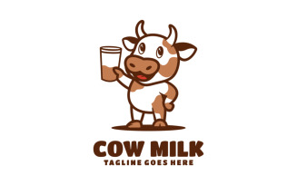 Cow Milk Mascot Cartoon Logo