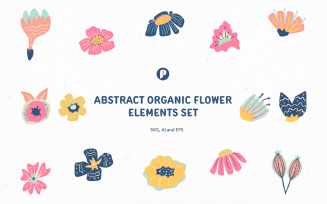Pastel Abstract Organic Flower Elements Set
