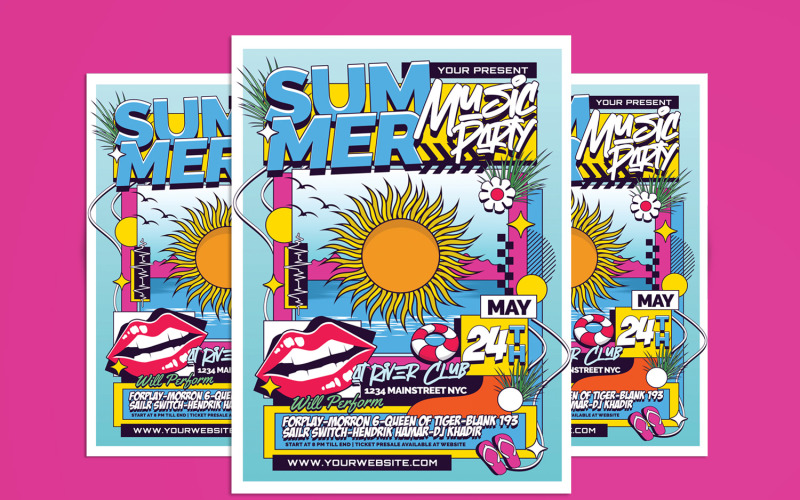 Summer Music Party Flyer Template Corporate Identity