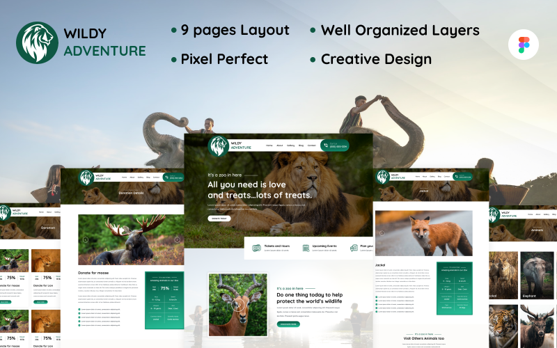 Wildy - Zoo and Safari Park Figma Template UI Element