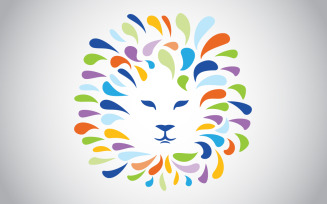 Colorful Lion Face Logo Template