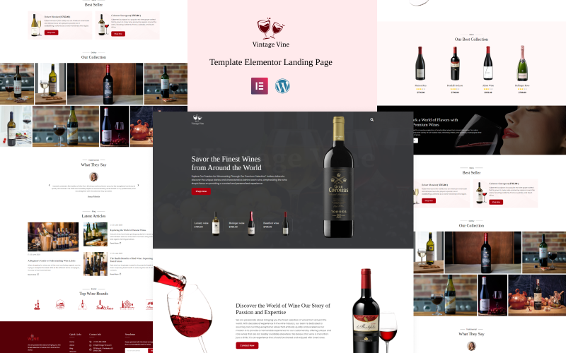 Vintage Vine - Wine shop and Vineyard Elementor Landing page Elementor Kit