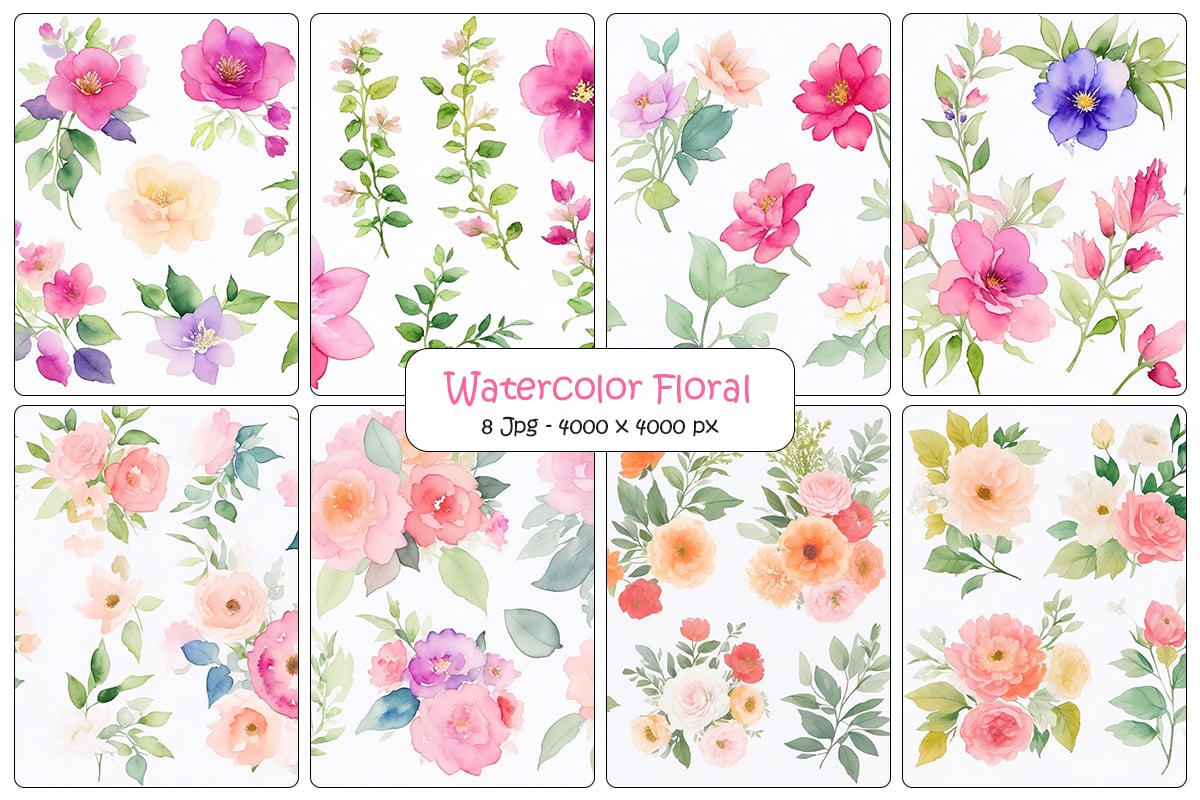 Kit Graphique #339853 Watercolor Flowers Divers Modles Web - Logo template Preview