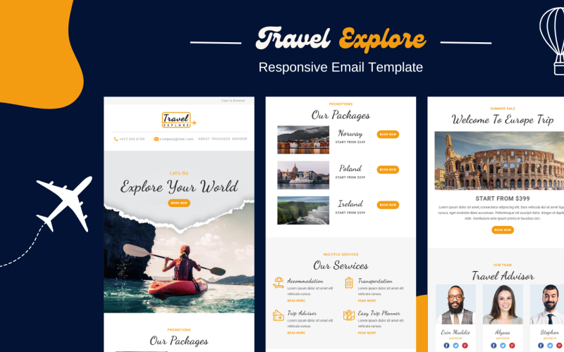 Travel Explore – Responsive Email Template Newsletter Template