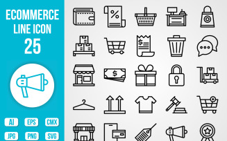 25 Vector E-commerce Outline Icon set
