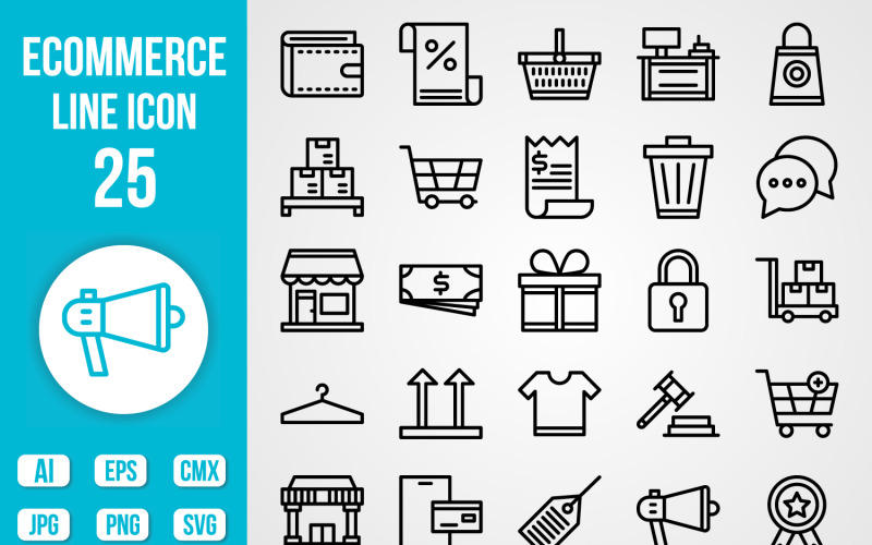 25 Vector E-commerce Outline Icon set Icon Set