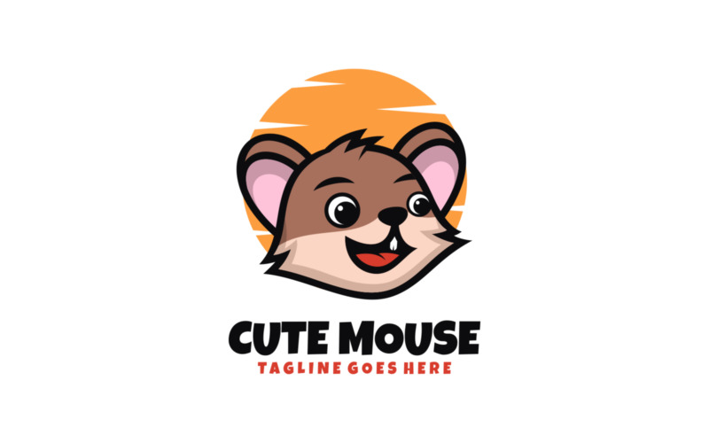 Cute Mouse Mascot Cartoon Logo Logo Template