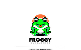 Frog funny mascot cartoon logo design