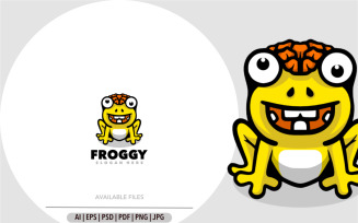 Frog zombie cartoon logo template