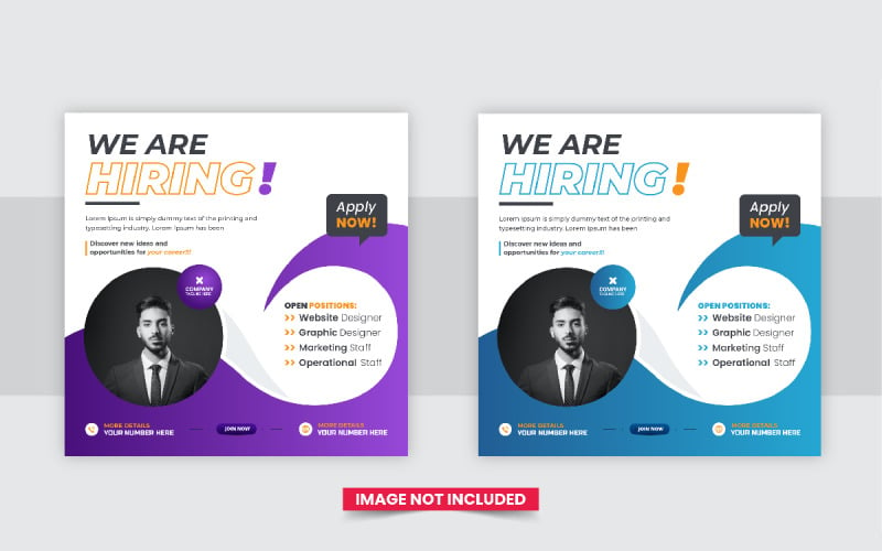 job vacancy Social Media post Or Digital Marketing Post Design template layout Corporate Identity
