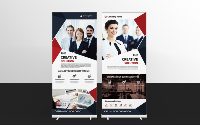 Modern Business Roll-Up Banner Illustrator Template Corporate Identity