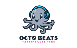Octo Beats Mascot Cartoon Logo