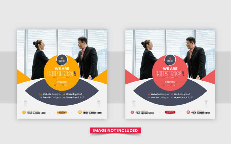 We Are Hiring Social Media post Or Digital Marketing Post Design template layout Corporate Identity