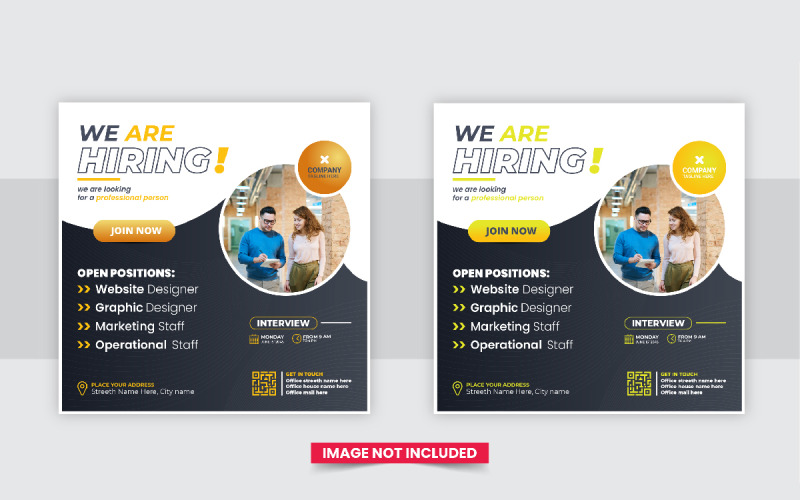 We Are Hiring Social Media post Or Digital Marketing Post template design layout Corporate Identity