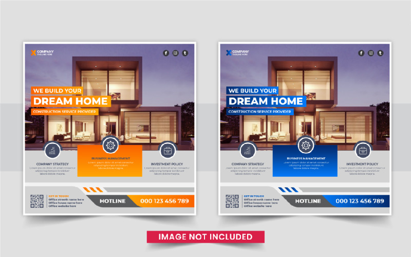 Creative Real Estate home sale or home repair Social Media Post design layout Corporate Identity