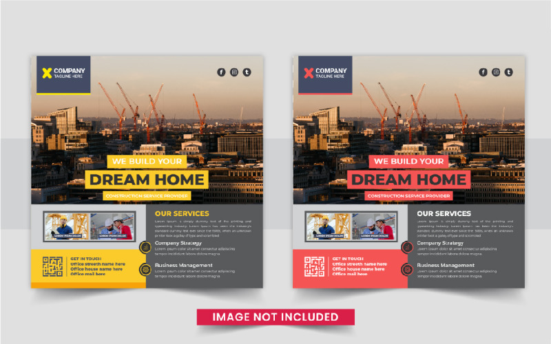 Creative Real Estate home sale or home repair Social Media Post layout Corporate Identity