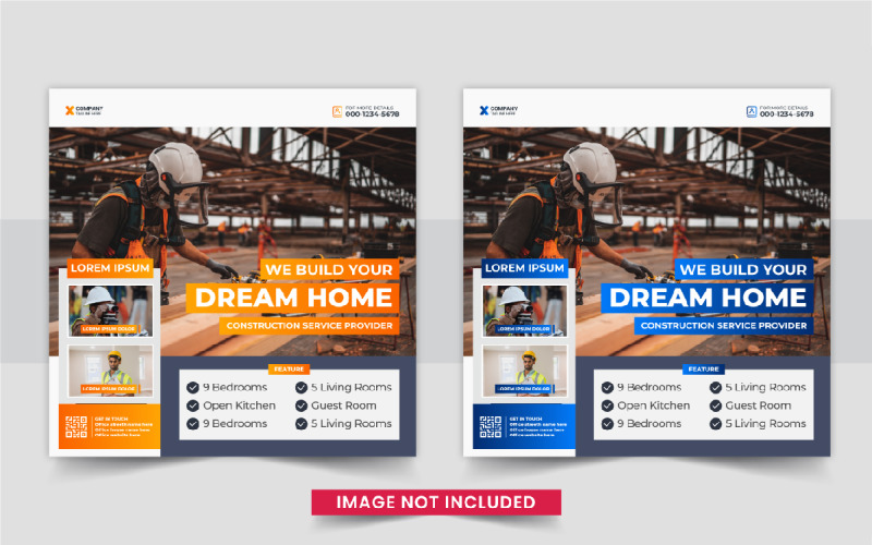 Creative Real Estate home sale or home repair Social Media Post template design layout Corporate Identity