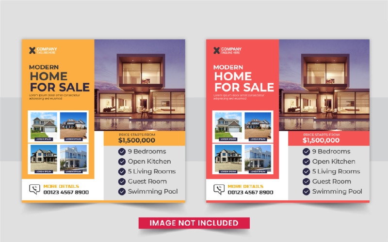 Creative Real Estate home sale or home repair Social Media Post template Corporate Identity