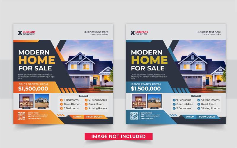 Modern Real Estate home sale or home repair Social Media Post design layout Corporate Identity