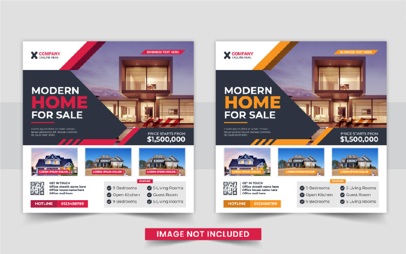 Modern Real Estate home sale or home repair Social Media Post design template layout Corporate Identity
