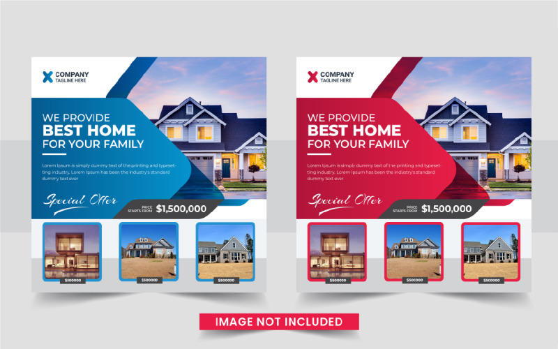 Modern Real Estate home sale or home repair Social Media Post design template Corporate Identity