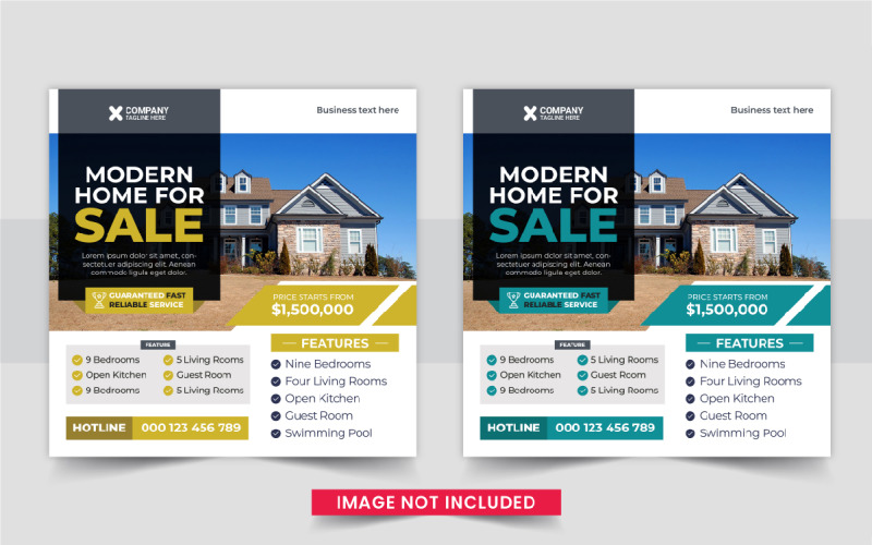 Modern Real Estate home sale or home repair Social Media Post layout Corporate Identity