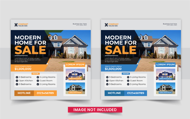 Modern Real Estate home sale or home repair Social Media Post template design layout Corporate Identity