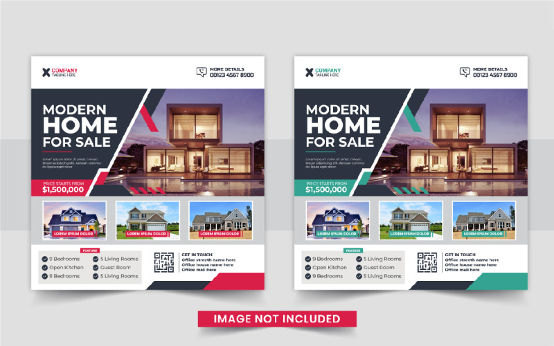 Modern Real Estate home sale or home repair Social Media Post template layout Corporate Identity