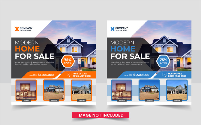 Modern Real Estate home sale or home repair Social Media Post template Corporate Identity