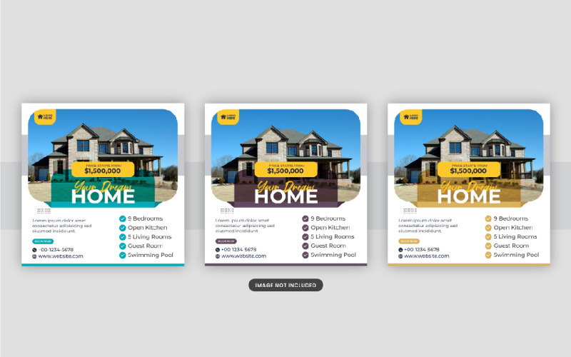 Real Estate home sale or home repair Social Media Post design template layout Corporate Identity