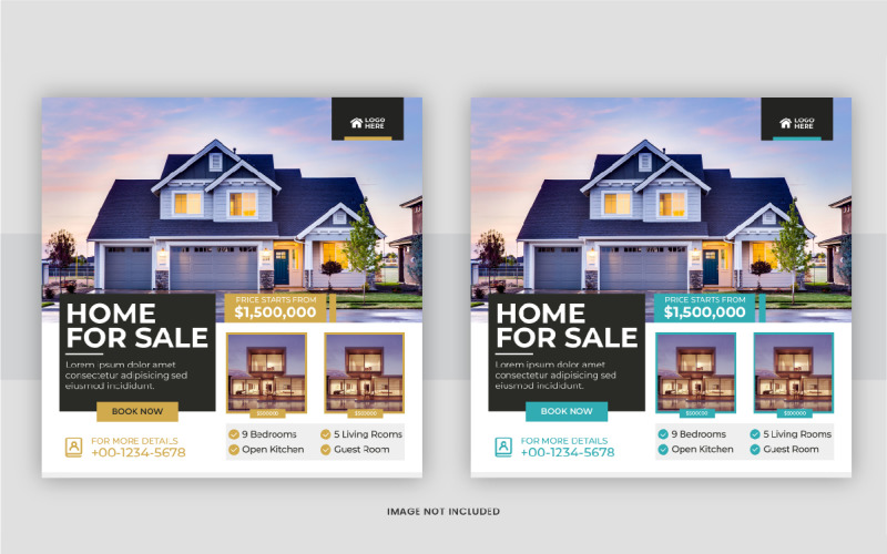Real Estate home sale or home repair Social Media Post template design layout Corporate Identity