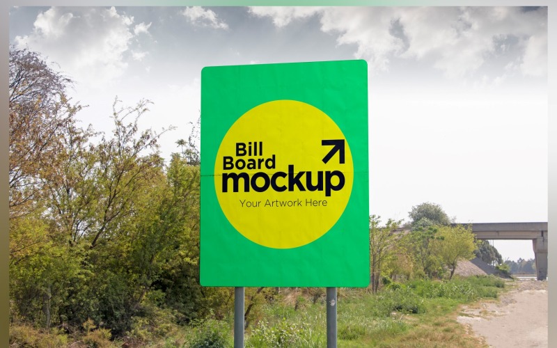 Roadside Billboard Sign Mockup Outdoor Signage Template V 17 Product Mockup