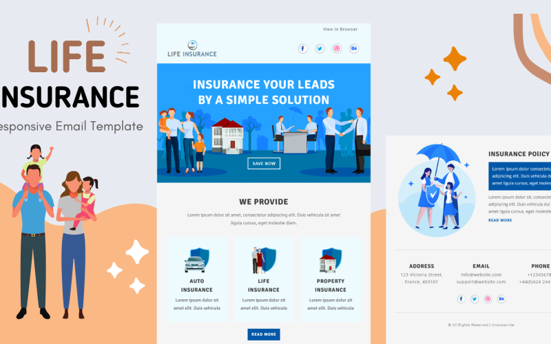 Life Insurance – Responsive Email Template Newsletter Template