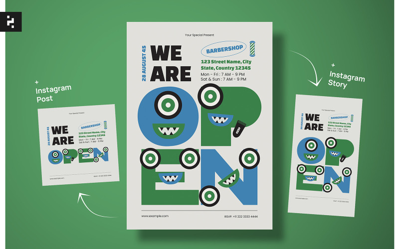 Creative We Are Open Shop Flyer Corporate Identity
