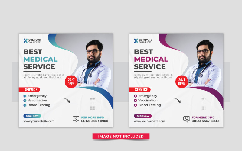 Medical Healthcare Social Media post design template layout Corporate Identity