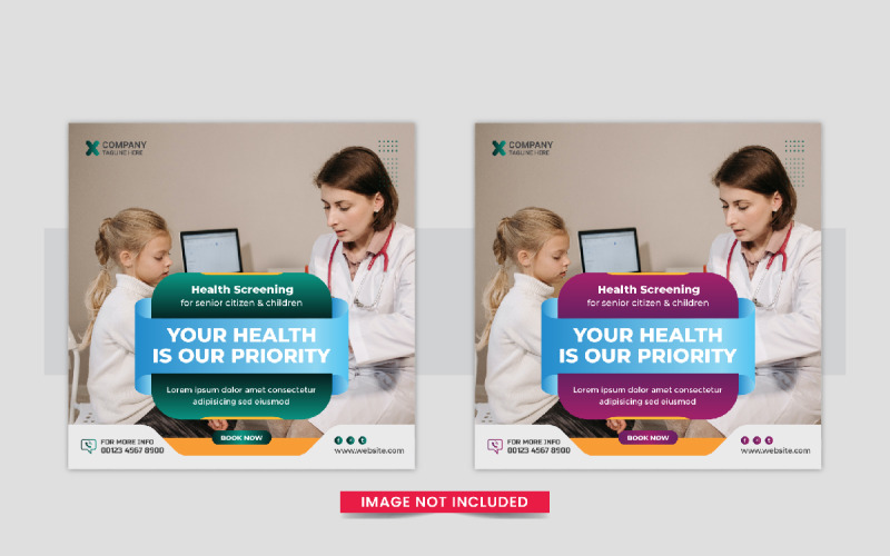 Medical Healthcare Social Media post layout Corporate Identity