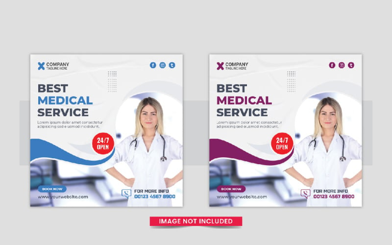 Medical or Healthcare Social Media post design layout Corporate Identity