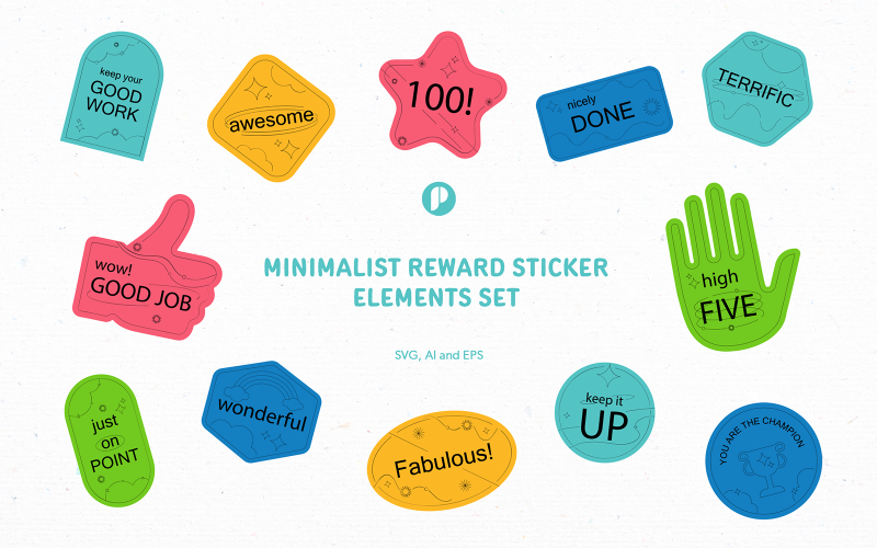 Minimalist Reward Sticker Elements Set Illustration
