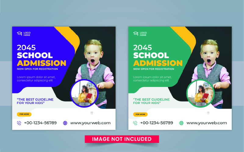 School Admission Social Media Post template design layout Corporate Identity