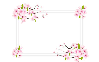 Cherry blossom frame with space for text. Vector illustration.