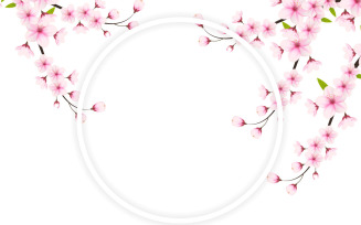 Cherry blossom round frame with space for text. Vector illustration