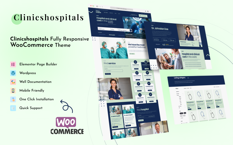 Clinics Hospitals - Medical & Hospitals Full Responsive Elementor Theme WooCommerce Theme
