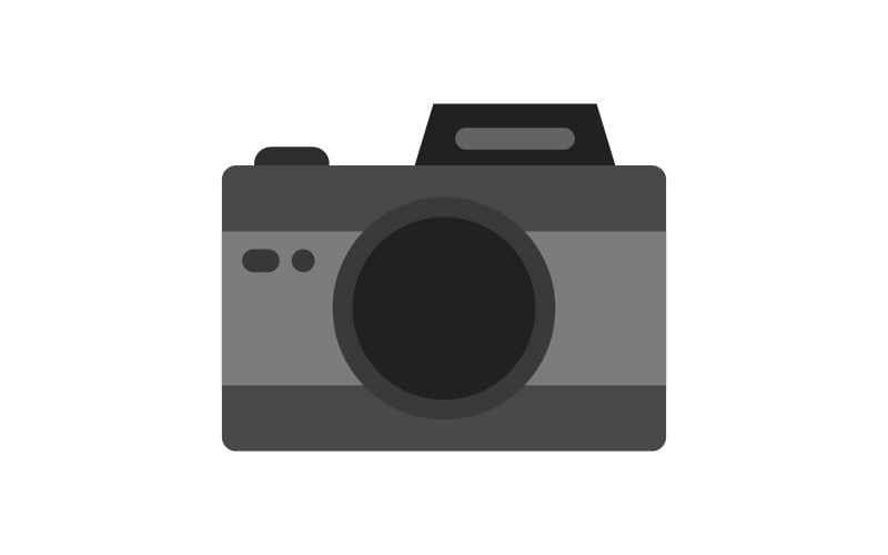 Photo camera illustrated in vector on background Vector Graphic