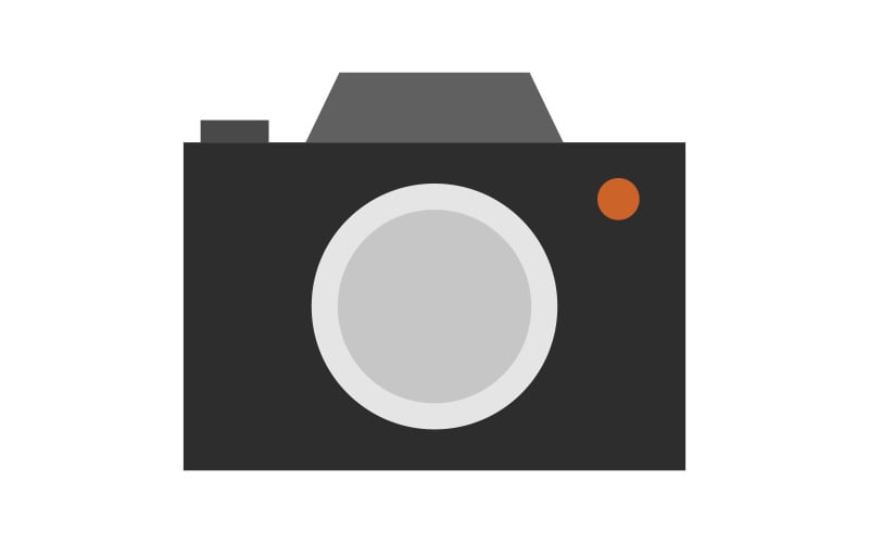 Photo camera in vector and colored on a background Vector Graphic