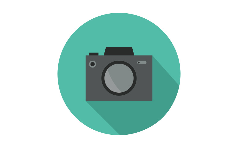 Photo camera in vector and colored on a white background Vector Graphic